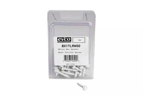 EVCO Mobile Home 1″ White Hex Head Screw (50 Pack)