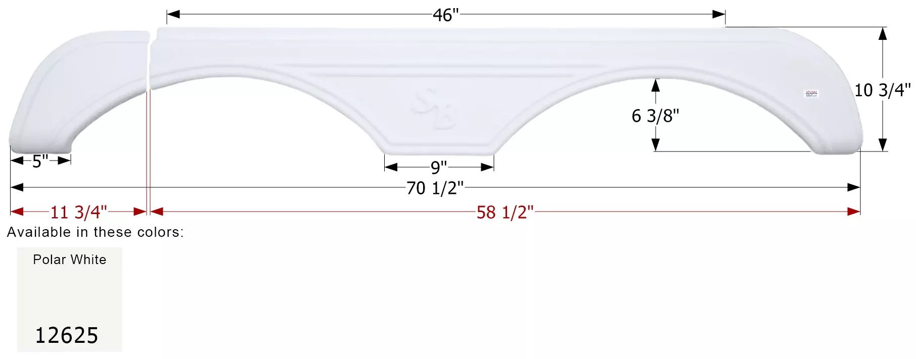 ICON – Fender Skirt, Tandem, Sunnybrook, FS2625, Polar White
