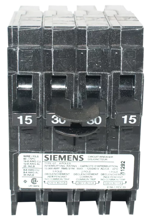 Siemens Q21530CT 15/30/30/15 Amp Triplex Circuit Breaker – Type QT