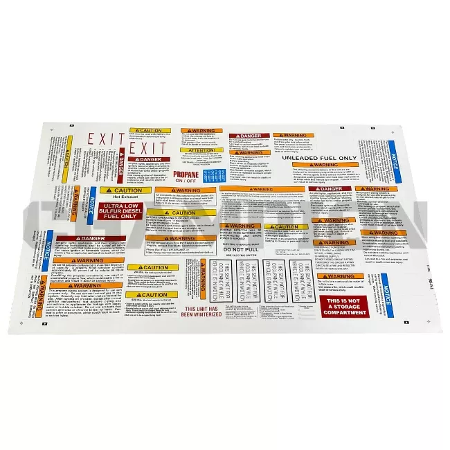 Thor RV Replacement Label Sheet 0334729