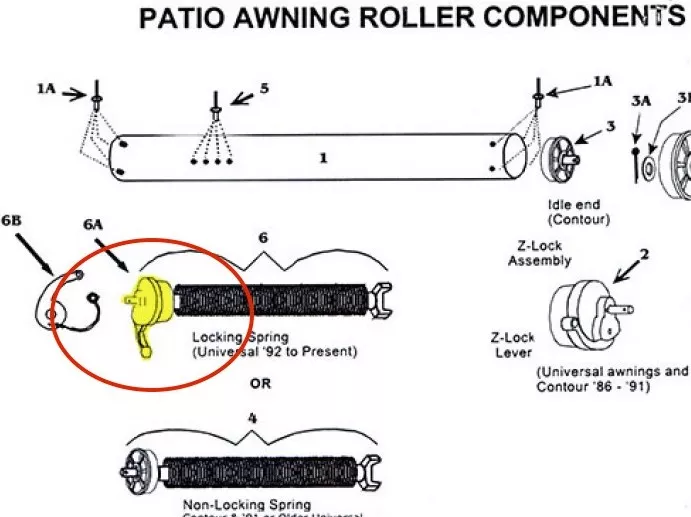 Zip Dee Awning 201200 Z SPRING LOCK ASSEMBLY